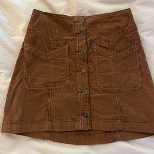 Free people corduroy button down skirt in tan- size 0
